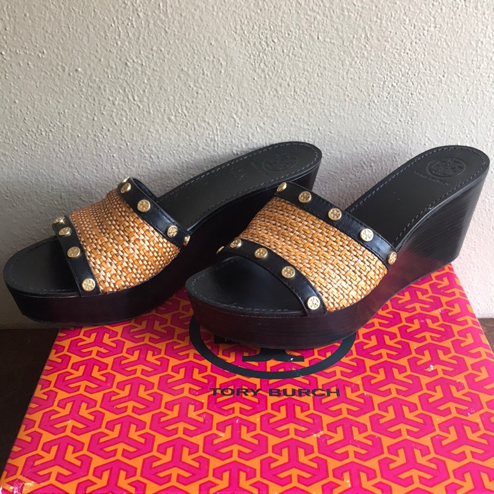 Tory Burch Black Platform Slides-10M
